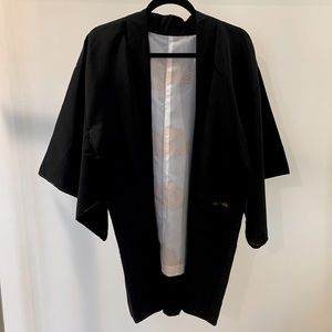 Black Satin Haori Japanese Vintage Jacket